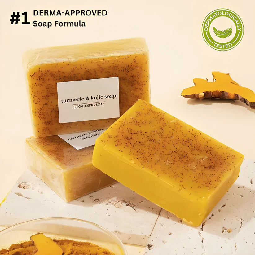 3PCS Turmeric Soap Bar, Organic Turmeric Soap for Dark Spots & Acne, for Hyperpigmentation, Smooth Skin, All Natural Turmeric Soap Bar, Deep Cleansing Turmeric Soap